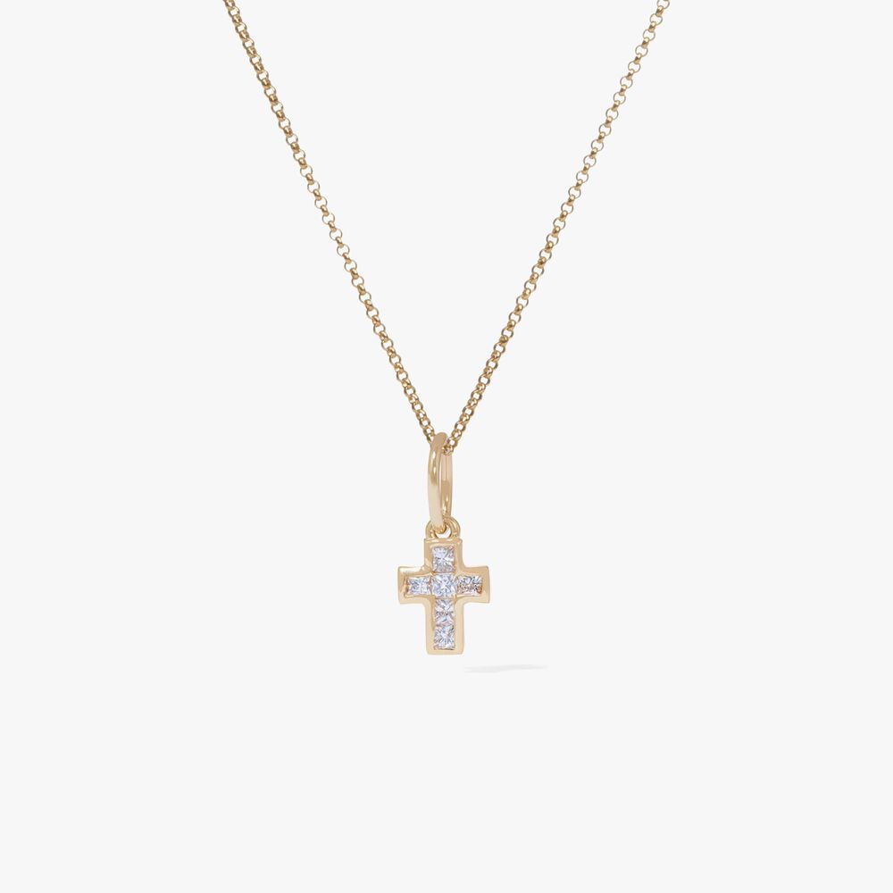Tokens 14ct Gold White Sapphire Cross Pendant | Annoushka jewelley